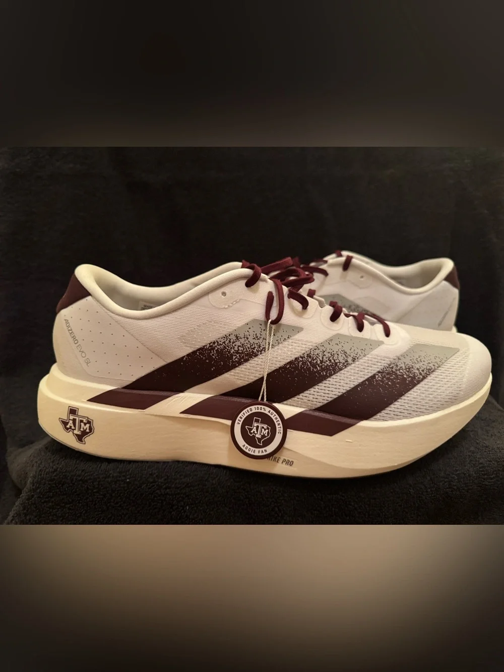 Size 13.5 - NCAA x adidas Adizero Evo SL Texas A&M